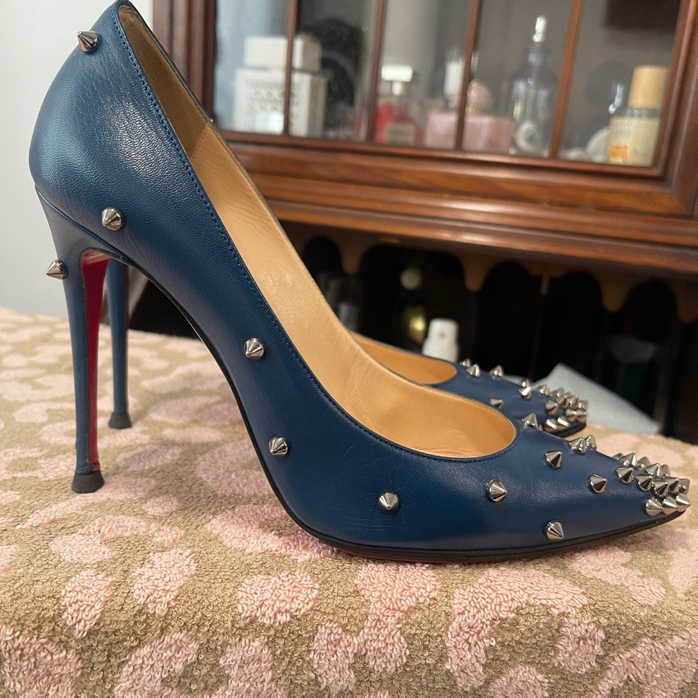 Christian Louboutin Spiked Blue Heels authentic